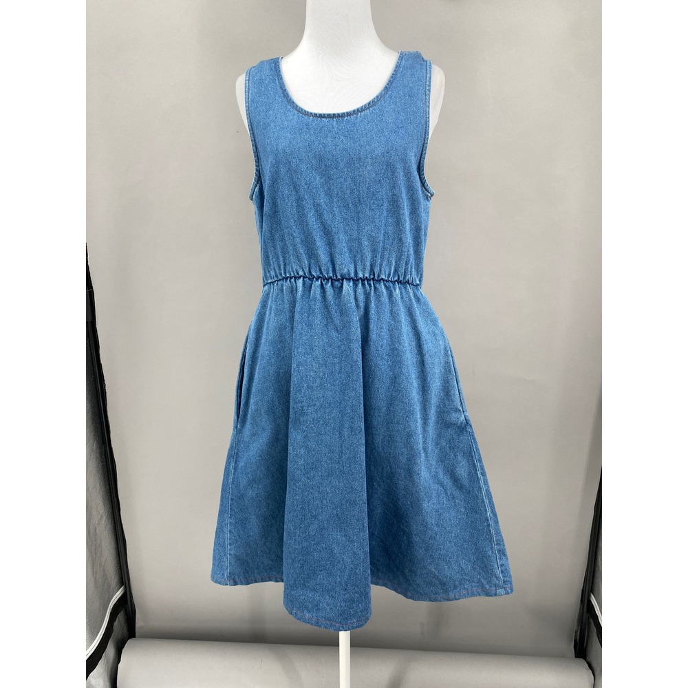 Vintage 90s Willow Ridge Denim Sleeveless Dress Small Blue Western Cottagecore